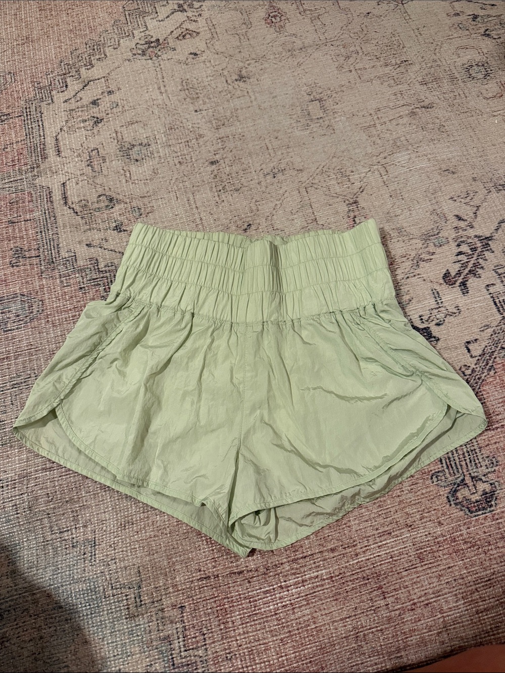 Light Green High-Waist Smocked Women’s Shorts